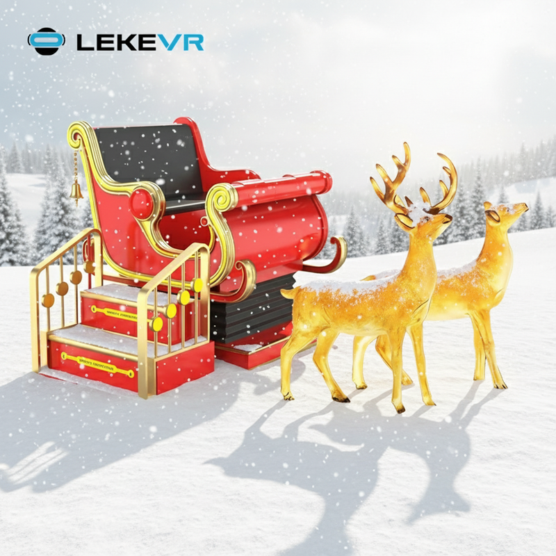 LEKE Indoor VR Christmas Sleigh Simulator for Shopping Malls Airports Adventure Parks Public Spaces